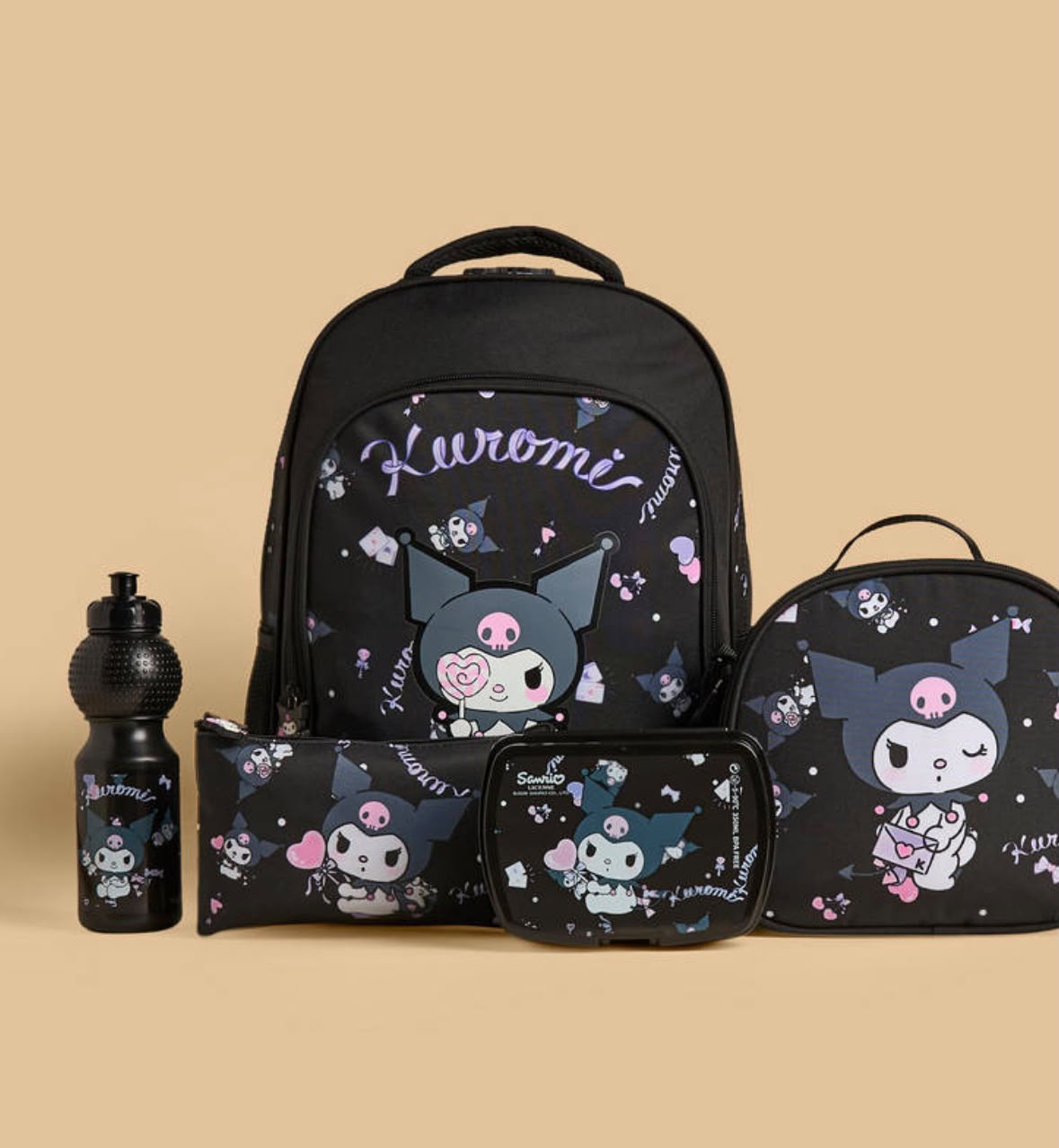Sanrio Kuromi 5-in-1 Complete School Backpack & Lunch Set